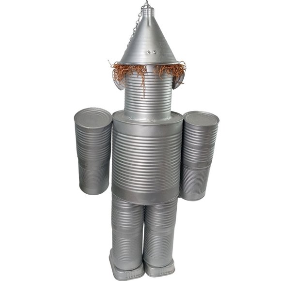 Folk Art Tin Man Sculpture Wizard Of Oz Recycled Robot Vintage 24 Inch - Picture 2 of 13